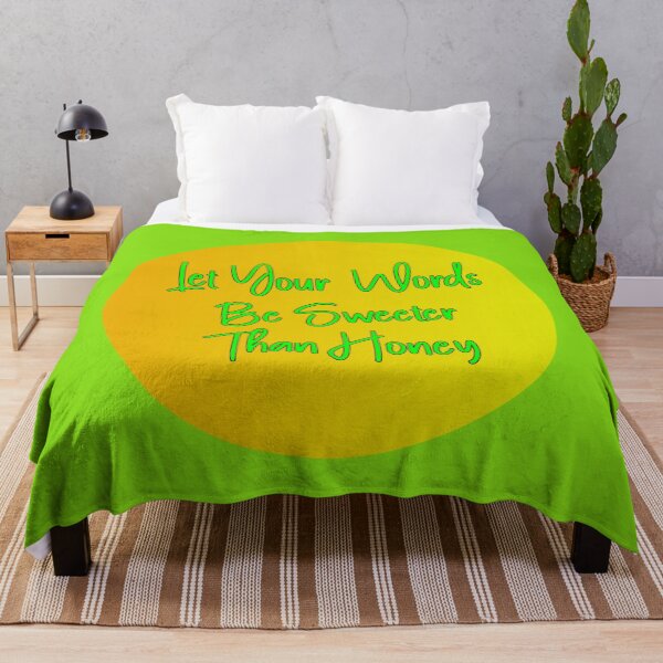 Item preview, Let Your Words Be Sweeter Than Honey, Script Style Green Font on Honey Coloured Background designed and sold by AASparksDesigns.