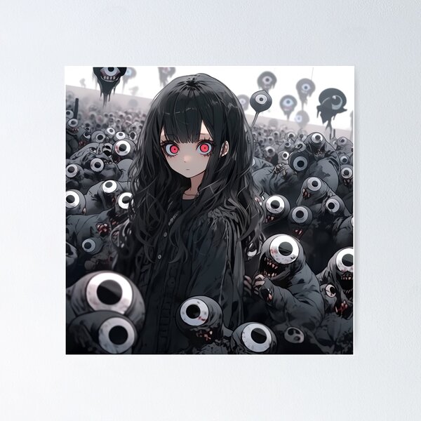 Dark Red and Black Anime Girl Poster for Sale by bubblegoth