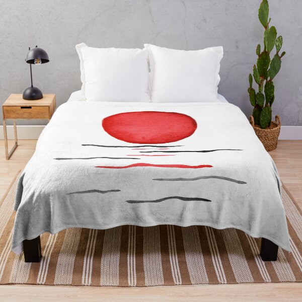 Item preview, Red Sun and Water - Sumi-e Style Watercolor Painting designed and sold by Irene Estelle.