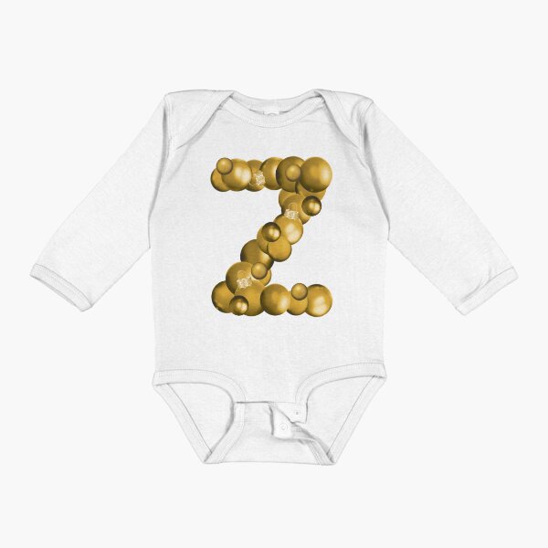 GOLD CHRISTMAS LETTER Z Long Sleeve Baby One-Piece