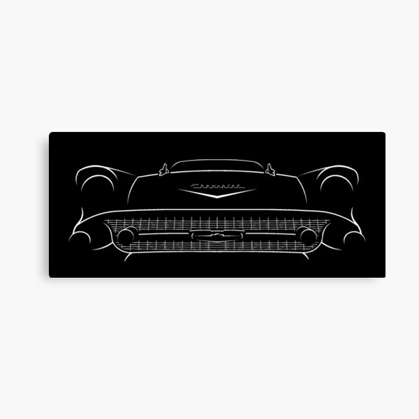 1957 Bel Air - Front Stencil, white Canvas Print