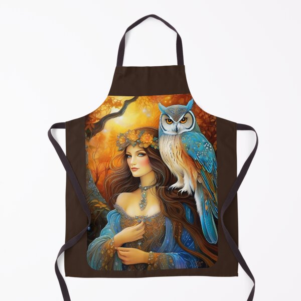 Item preview, Autumn Woman with Blue Owl designed and sold by DesignsBuyGem.