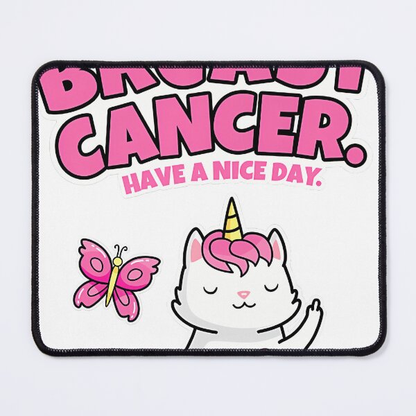 Item preview, Fuck Off Breast Cancer Unicorn-Cat Butterfly Funny Quote designed and sold by ArtClothesty.