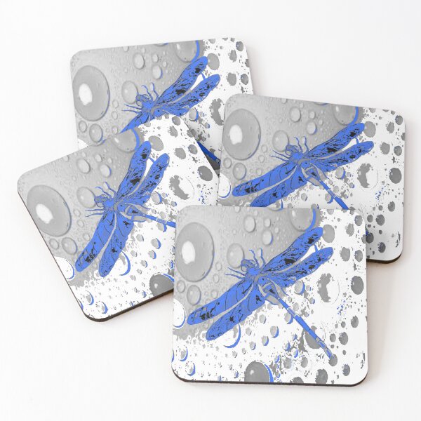Item preview, ABSTRACT BLUE DRAGONFLY IMAGE WHITE ART designed and sold by sharlesart.