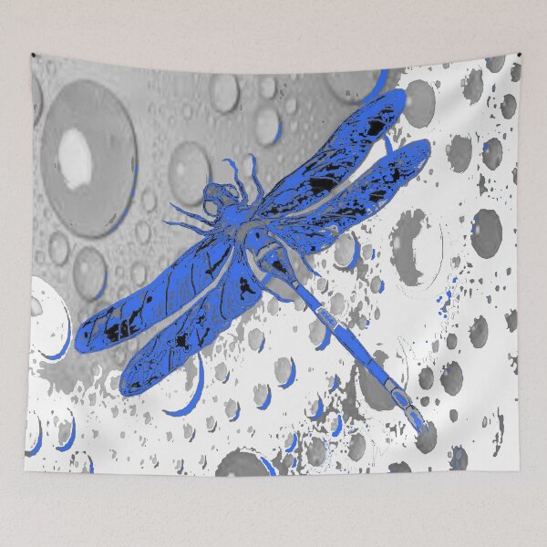 Item preview, ABSTRACT BLUE DRAGONFLY IMAGE WHITE ART designed and sold by sharlesart.