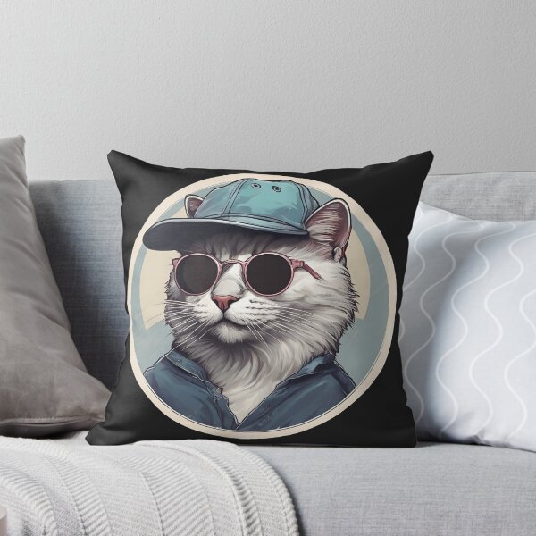 Aperçu de l'œuvre Chat de dessin animé avec des lunettes de soleil créée et vendue par RaphDesign.