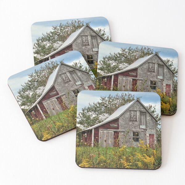Item preview, Goldenrod Glory: A pretty barn sits nestled behind the yellow goldenrod designed and sold by Amanda White.