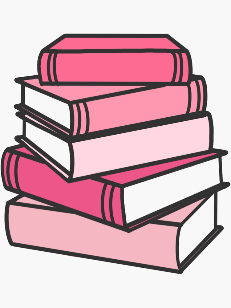 Pegatina for Sale con la obra «Pila de libros rosa» de Sofia Ong