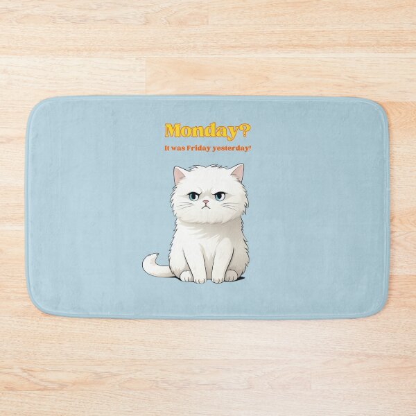 Item preview, Monday grumpy white cat designed and sold by bigmoments.