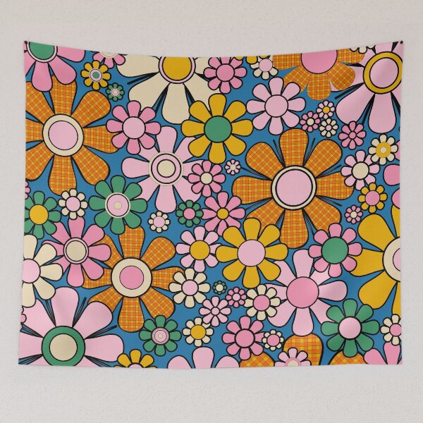 Item preview, Retro Garden Gingham Flowers Colorful Abstract Floral Pattern designed and sold by kierkegaard.