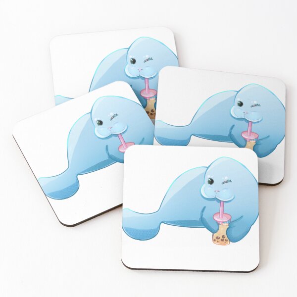 Item preview, Cute Blue Manatee Drinking Bubble Tea  designed and sold by Sephira91.
