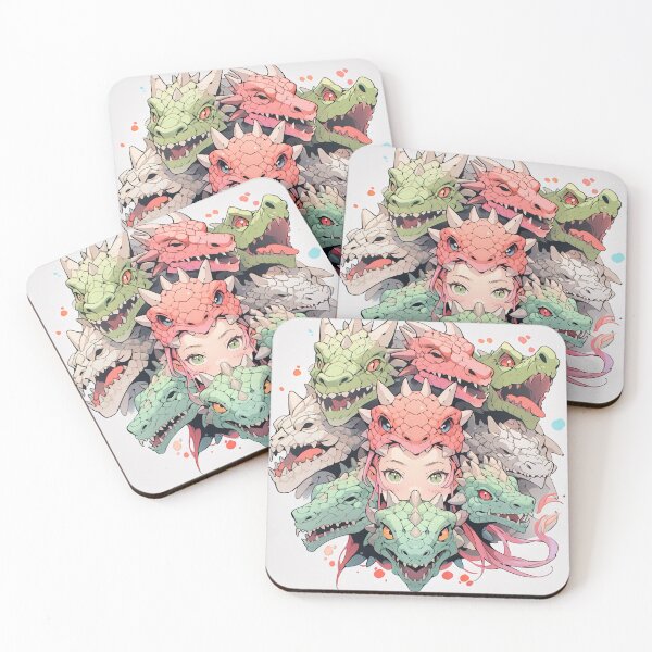Item preview, Cute Anime Girl and Colorful Pastel Dragons designed and sold by bubblegoth.