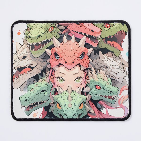 Item preview, Cute Anime Girl and Colorful Pastel Dragons designed and sold by bubblegoth.