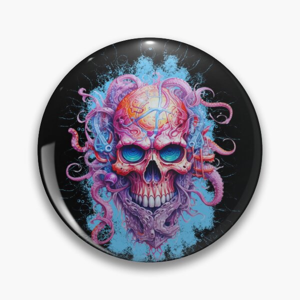 Item preview, Futuristic colorful scary skull designed and sold by Sixcom.