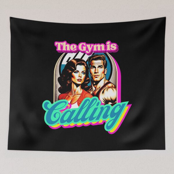 Item preview, GYM IS CALLING 80s synthwave, 70s Vaporwave Style for Fit Men, Women, Mothers and Dads, Fitness Motivation, Workout Addicts, Crossfit, Bodybuilding, Weightlifting, Gift for Gym lovers, I love Gym designed and sold by SwissCalibre.