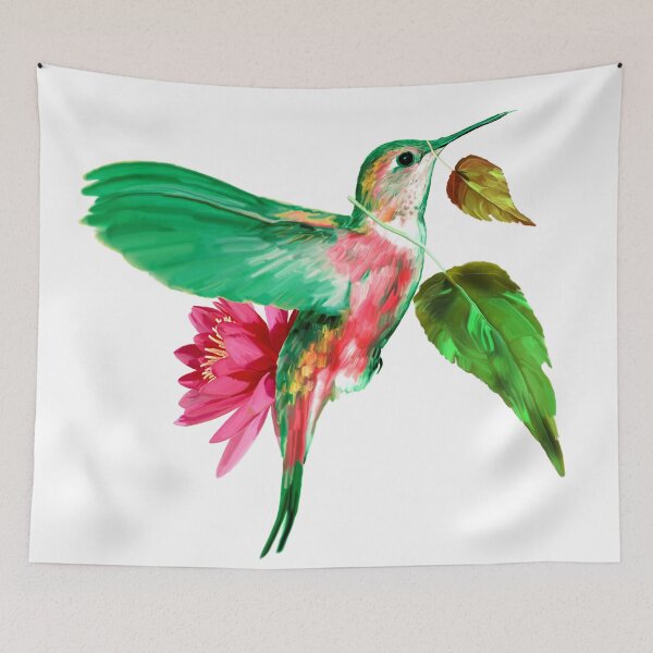 Item preview, Hummingbird with leaves and lotus flower designed and sold by ESAR-planet.