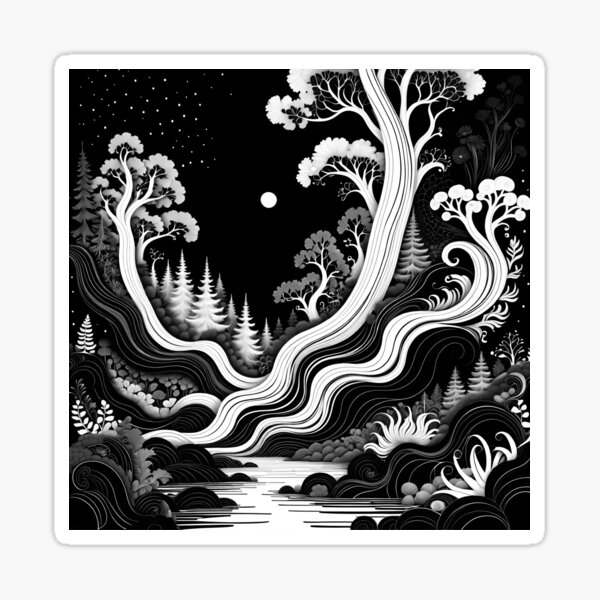 Ink Unleashed - A World of Black and White Beauty Sticker