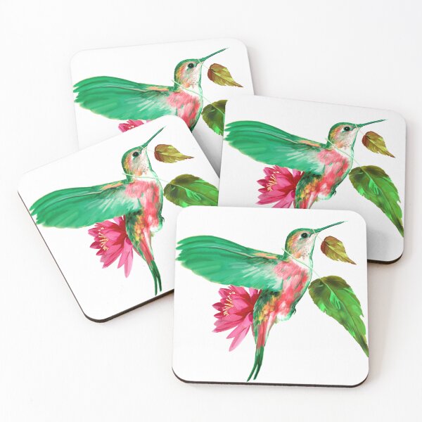 Item preview, Hummingbird with leaves and lotus flower designed and sold by ESAR-planet.
