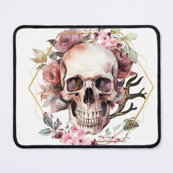 Item preview, Skull with Framed Flowers designed and sold by Quillandthread.