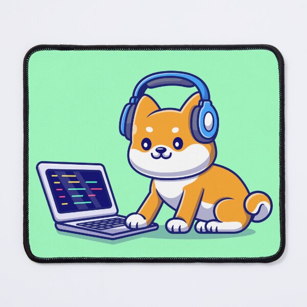 Item preview, Musical Paws: Cute Shiba Inu Dog Listening to Music with Laptop and Headphones Cartoon Vector Icon Illustration designed and sold by hjian8219.