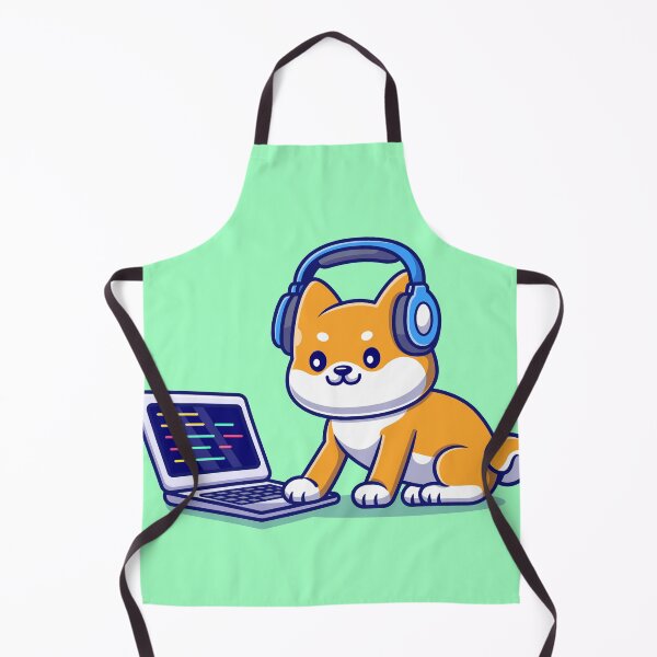 Item preview, Musical Paws: Cute Shiba Inu Dog Listening to Music with Laptop and Headphones Cartoon Vector Icon Illustration designed and sold by hjian8219.
