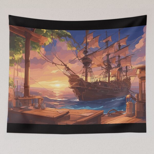 Item preview, Nautical Elegance: Sunset Arrival of the Vintage Schooner designed and sold by JakesRWild.