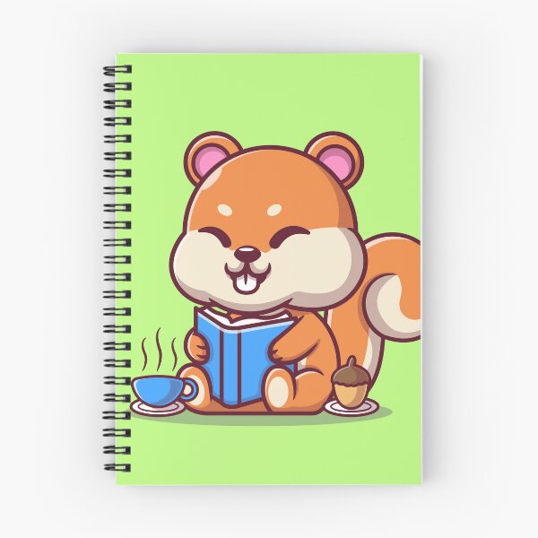 Item preview, "Squirrel Scholar: Cute Squirrel Reading a Book with Coffee and Walnut Cartoon Vector Icon Illustration designed and sold by hjian8219.