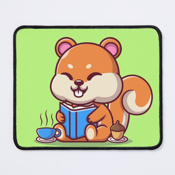 Item preview, "Squirrel Scholar: Cute Squirrel Reading a Book with Coffee and Walnut Cartoon Vector Icon Illustration designed and sold by hjian8219.