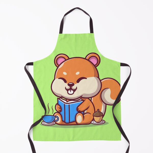 Item preview, "Squirrel Scholar: Cute Squirrel Reading a Book with Coffee and Walnut Cartoon Vector Icon Illustration designed and sold by hjian8219.