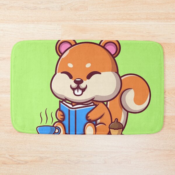 Item preview, "Squirrel Scholar: Cute Squirrel Reading a Book with Coffee and Walnut Cartoon Vector Icon Illustration designed and sold by hjian8219.