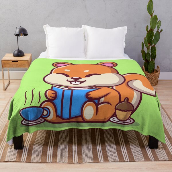 Item preview, "Squirrel Scholar: Cute Squirrel Reading a Book with Coffee and Walnut Cartoon Vector Icon Illustration designed and sold by hjian8219.