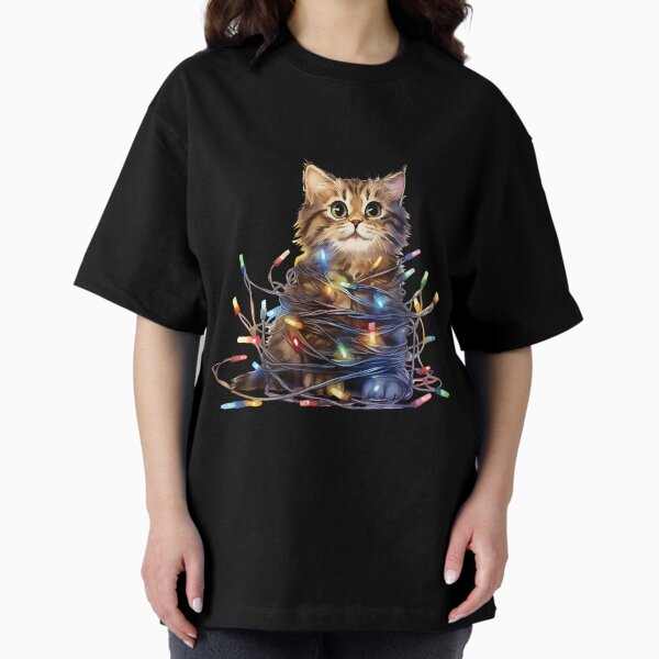 Item preview, Funny Cat Wrapped in Christmas Lights Kitten Xmas designed and sold by starlit-studios.