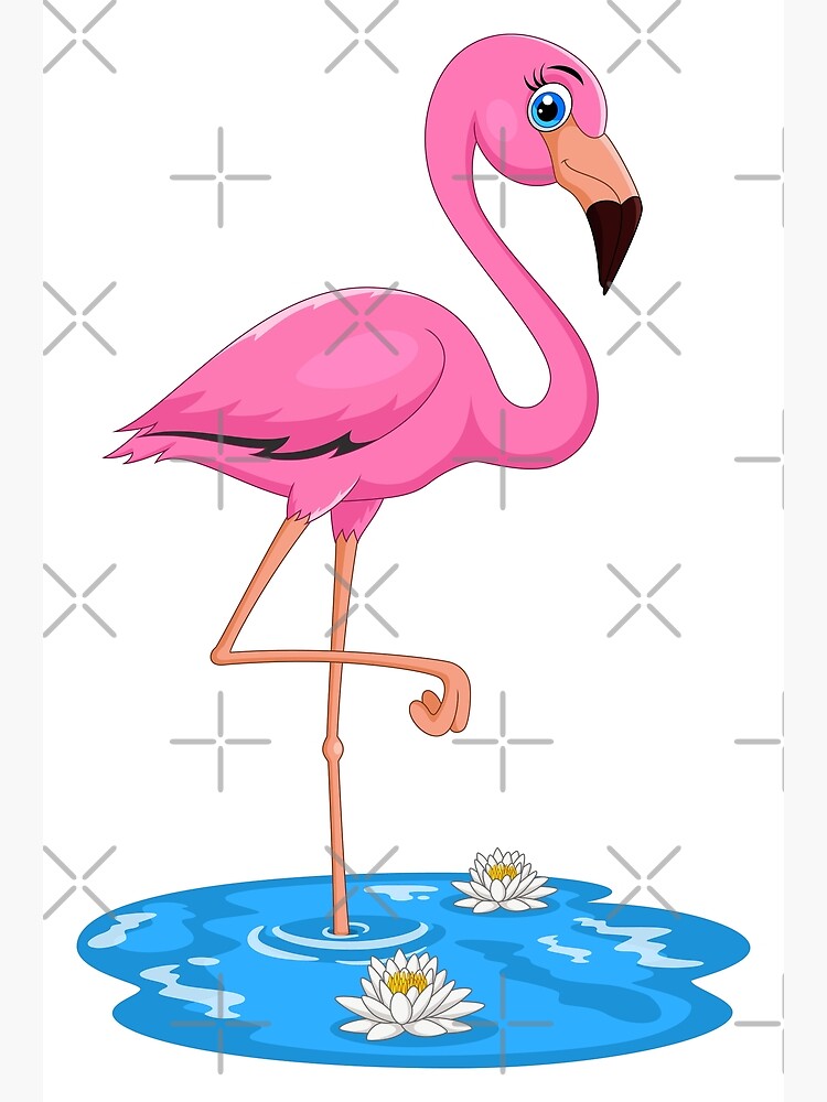 two pink flamingos standing in the water with - Stock Illustration  [106708892] - PIXTA