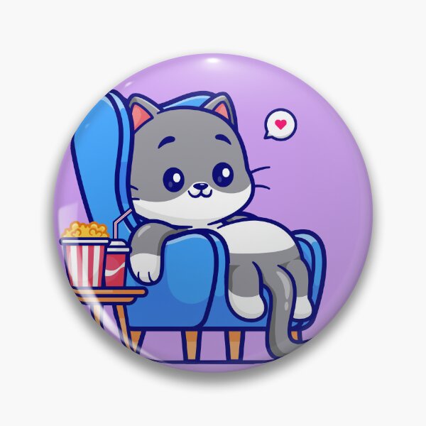 Item preview, Movie Night with Kitty: Cute Cat Watching Movie with Popcorn, Soda, and Sofa Cartoon Vector Icon Illustration designed and sold by hjian8219.