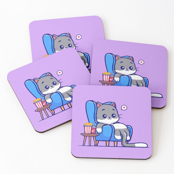 Item preview, Movie Night with Kitty: Cute Cat Watching Movie with Popcorn, Soda, and Sofa Cartoon Vector Icon Illustration designed and sold by hjian8219.