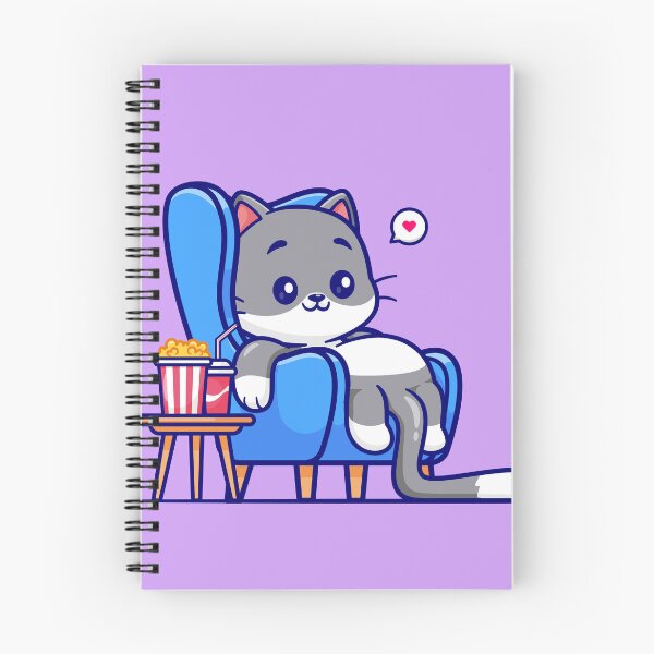 Item preview, Movie Night with Kitty: Cute Cat Watching Movie with Popcorn, Soda, and Sofa Cartoon Vector Icon Illustration designed and sold by hjian8219.