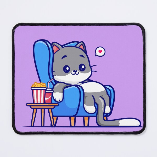 Item preview, Movie Night with Kitty: Cute Cat Watching Movie with Popcorn, Soda, and Sofa Cartoon Vector Icon Illustration designed and sold by hjian8219.