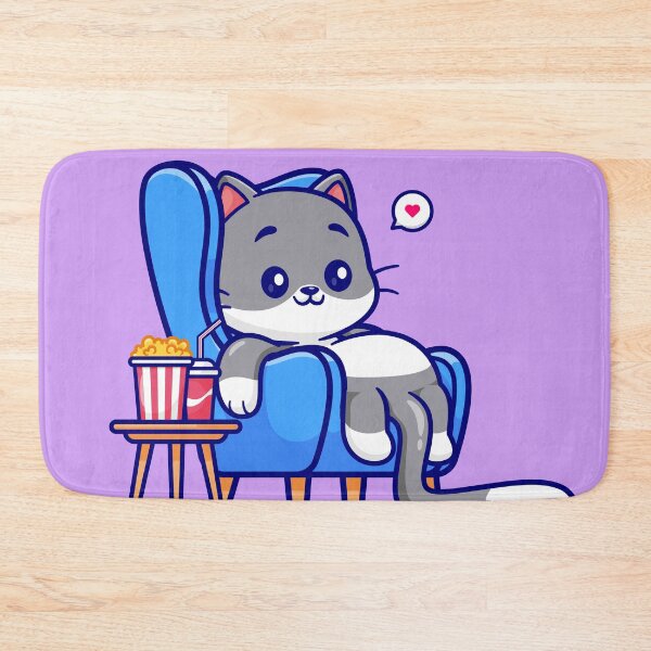 Item preview, Movie Night with Kitty: Cute Cat Watching Movie with Popcorn, Soda, and Sofa Cartoon Vector Icon Illustration designed and sold by hjian8219.