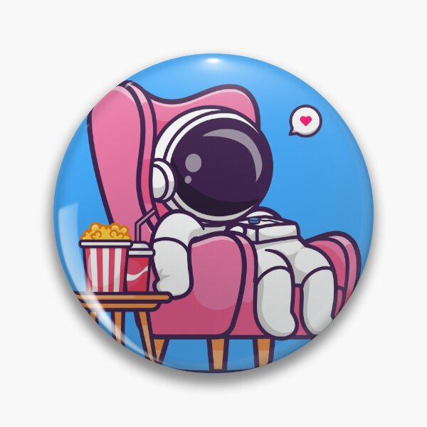 Item preview, Cosmic Movie Night: Cute Astronaut Watching Movie with Popcorn and Soda on Sofa Cartoon Vector Icon Illustration designed and sold by hjian8219.