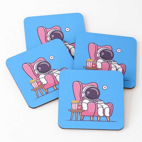 Item preview, Cosmic Movie Night: Cute Astronaut Watching Movie with Popcorn and Soda on Sofa Cartoon Vector Icon Illustration designed and sold by hjian8219.