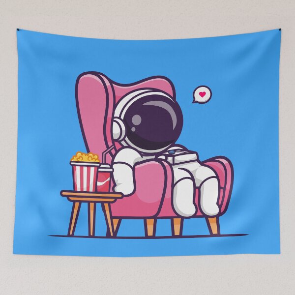Item preview, Cosmic Movie Night: Cute Astronaut Watching Movie with Popcorn and Soda on Sofa Cartoon Vector Icon Illustration designed and sold by hjian8219.