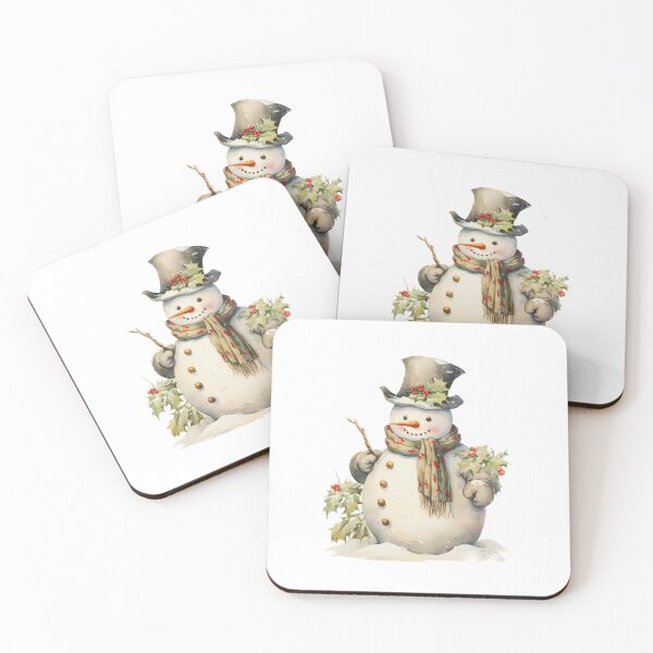 Item preview, Snowman winter  white Christmas vintage watercolor designed and sold by Inktown.