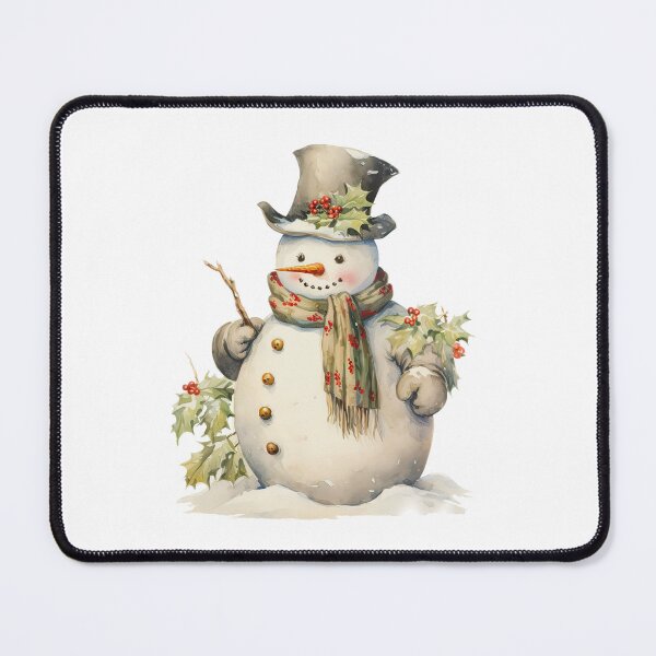 Item preview, Snowman winter white Christmas vintage watercolor designed and sold by Inktown.