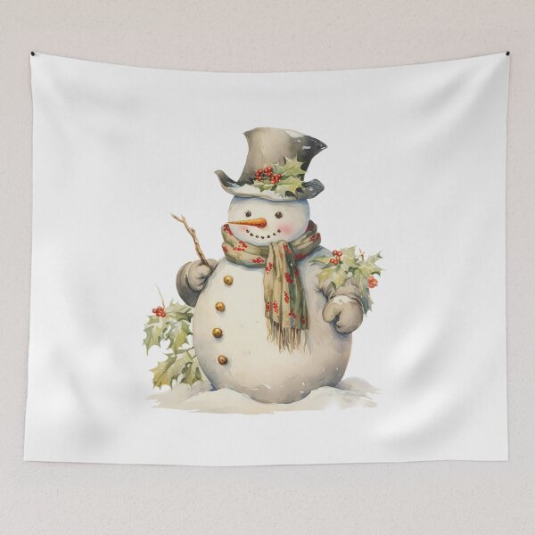 Item preview, Snowman winter  white Christmas vintage watercolor designed and sold by Inktown.