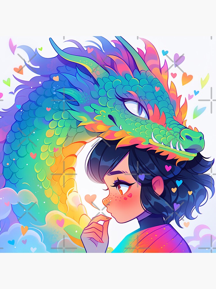 Digital art of an anime girl fighting a dragon on Craiyon
