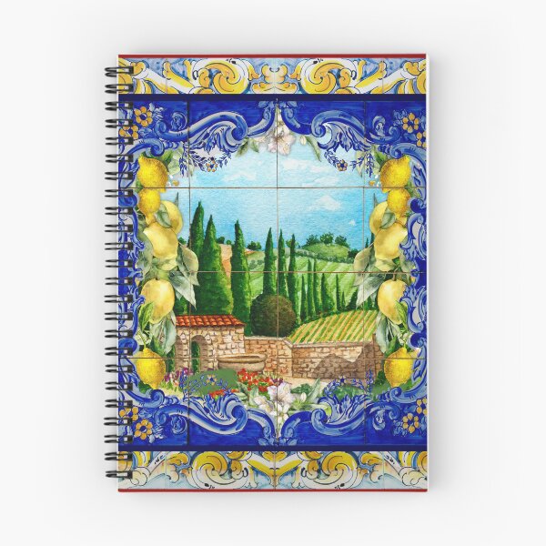 Item preview, summer italian Majolica blue tiles citrus garden  designed and sold by ZeinabTaha.