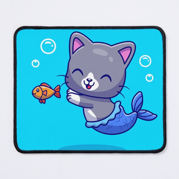 Item preview, Mermaid Cat: Cute Mermaid Cat with Fish Cartoon Vector Icon Illustration designed and sold by hjian8219.