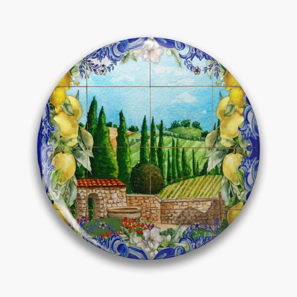 Item preview, summer italian Majolica blue tiles citrus garden  designed and sold by ZeinabTaha.