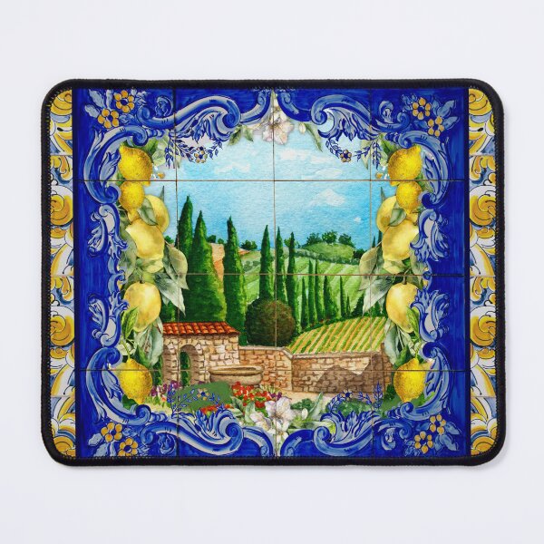 Item preview, summer italian Majolica blue tiles citrus garden designed and sold by ZeinabTaha.