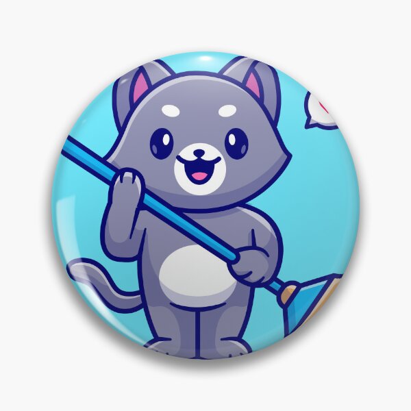 Item preview, Whisker Wizard: Cute Cat Holding Broom Cartoon Vector Icon Illustration designed and sold by hjian8219.